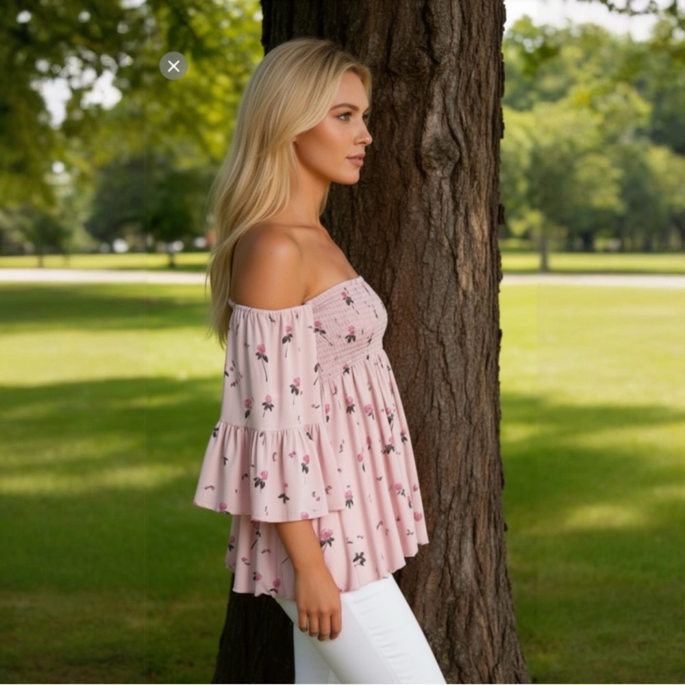 FREE PEOPLE Lana Floral Bell Sleeve Tunic - Picture 2 of 7
